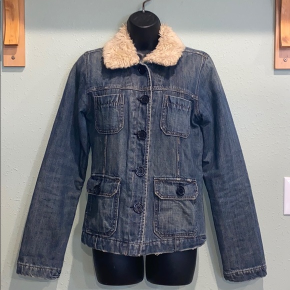 Abercrombie and Fitch faux fur quilted Jean jacket - Picture 1 of 8